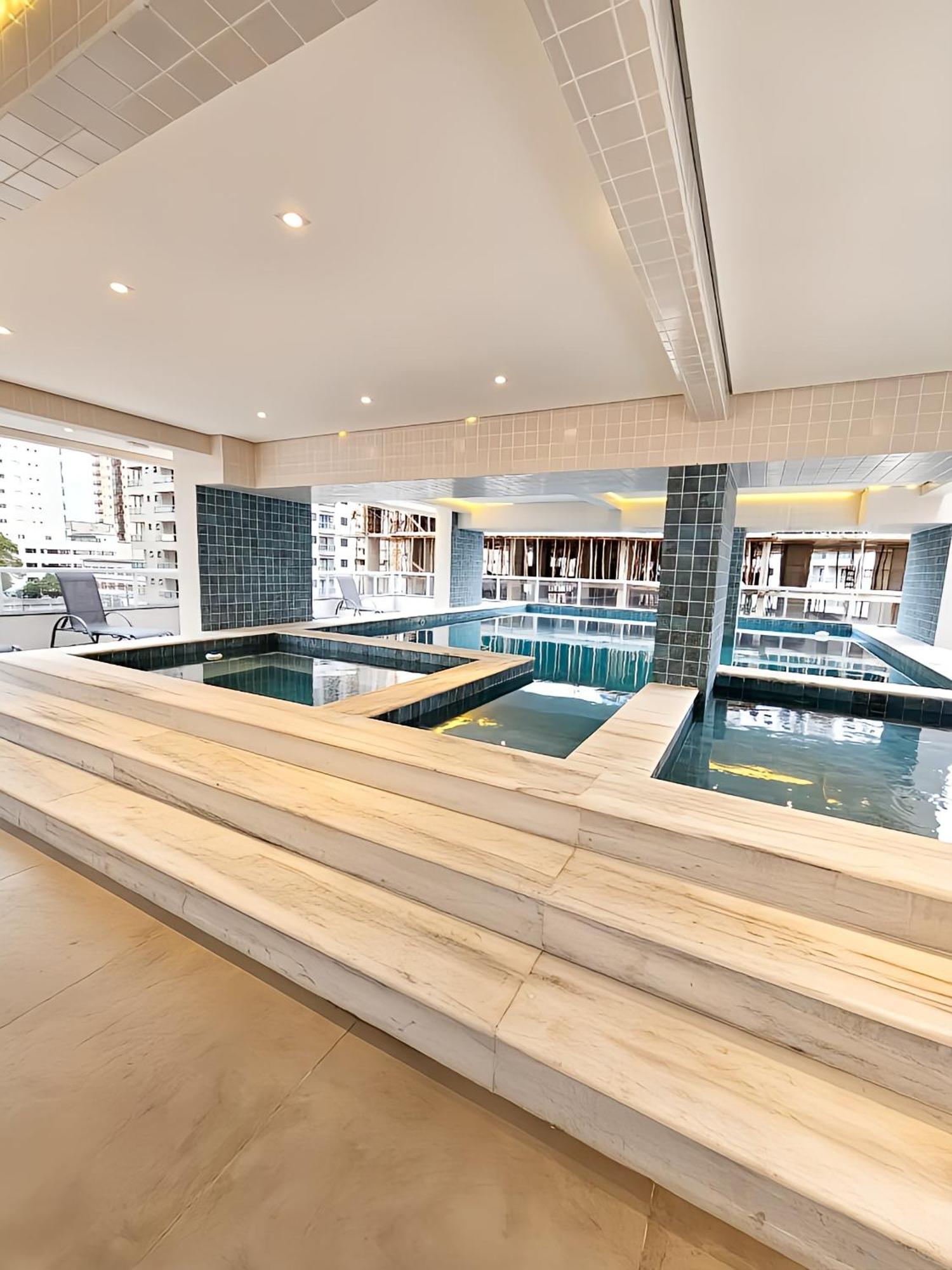 Apto Com Lazer Completo, Piscina, Ar, Mercadinho E Pet Friendly A 1 Min Da Praia Praia Grande (Santos) Ngoại thất bức ảnh